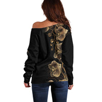 Belize Gold Orchid Off Shoulder Sweater Luxury Stylized