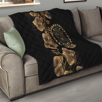 Belize Gold Orchid Quilt Luxury Stylized