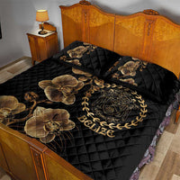 Belize Gold Orchid Quilt Bed Set Luxury Stylized