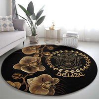 Belize Gold Orchid Round Carpet Luxury Stylized