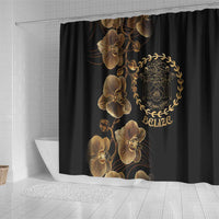 Belize Gold Orchid Shower Curtain Luxury Stylized