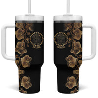Belize Gold Orchid Tumbler With Handle Luxury Stylized