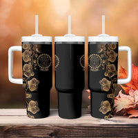 Belize Gold Orchid Tumbler With Handle Luxury Stylized