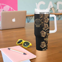 Belize Gold Orchid Tumbler With Handle Luxury Stylized