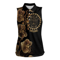 Belize Gold Orchid Women Sleeveless Polo Shirt Luxury Stylized