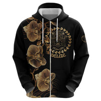 Belize Gold Orchid Zip Hoodie Luxury Stylized