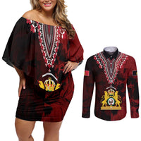 Anpi an Ayiti 1804–1806 Haiti Couples Matching Off Shoulder Short Dress and Long Sleeve Button Shirt Liberte ou la Mort!