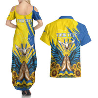 Ukraine Independence Day Couples Matching Summer Maxi Dress and Hawaiian Shirt Ukrainian Dove Sunflower - Wonder Print Shop