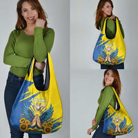 Ukraine Independence Day Grocery Bag Ukrainian Dove Sunflower