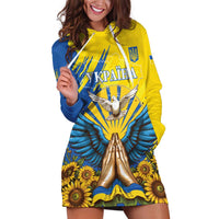 Ukraine Independence Day Hoodie Dress Ukrainian Dove Sunflower - Wonder Print Shop