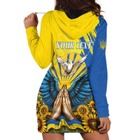 Ukraine Independence Day Hoodie Dress Ukrainian Dove Sunflower - Wonder Print Shop