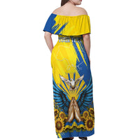 Ukraine Independence Day Off Shoulder Maxi Dress Ukrainian Dove Sunflower - Wonder Print Shop
