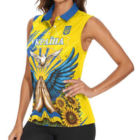 Ukraine Independence Day Women Sleeveless Polo Shirt Ukrainian Dove Sunflower - Wonder Print Shop