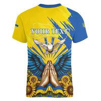 Ukraine Independence Day Women V-Neck T-Shirt Ukrainian Dove Sunflower - Wonder Print Shop