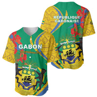 Gabon Independence Day Baseball Jersey Gabonaise Flamboyant African Pattern - Wonder Print Shop