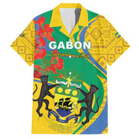 Gabon Independence Day Family Matching Off Shoulder Maxi Dress and Hawaiian Shirt Gabonaise Flamboyant African Pattern - Wonder Print Shop