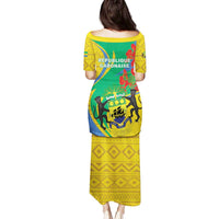 Gabon Independence Day Family Matching Puletasi and Hawaiian Shirt Gabonaise Flamboyant African Pattern - Wonder Print Shop