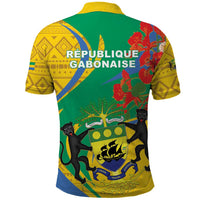 Gabon Independence Day Polo Shirt Gabonaise Flamboyant African Pattern - Wonder Print Shop