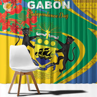 Gabon Independence Day Window Curtain Gabonaise Flamboyant African Pattern - Wonder Print Shop