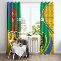 Gabon Independence Day Window Curtain Gabonaise Flamboyant African Pattern - Wonder Print Shop