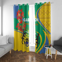 Gabon Independence Day Window Curtain Gabonaise Flamboyant African Pattern - Wonder Print Shop