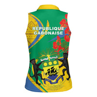 Gabon Independence Day Women Sleeveless Polo Shirt Gabonaise Flamboyant African Pattern - Wonder Print Shop