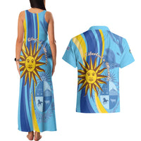 Uruguay Independence Day Couples Matching Tank Maxi Dress and Hawaiian Shirt Sol de Mayo Erythrina Crista Galli - Wonder Print Shop