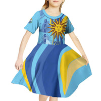 Uruguay Independence Day Kid Short Sleeve Dress Sol de Mayo Erythrina Crista Galli - Wonder Print Shop