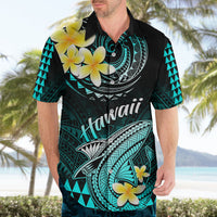 Hawaii Hawaiian Shirt Polynesian Shark with Kakau Turquoise Version - Wonder Print Shop