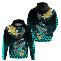 Hawaii Hoodie Polynesian Shark with Kakau Turquoise Version - Wonder Print Shop