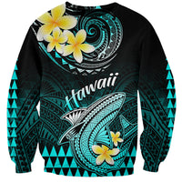Hawaii Sweatshirt Polynesian Shark with Kakau Turquoise Version - Wonder Print Shop