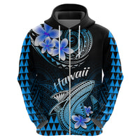 Hawaii Hoodie Polynesian Shark with Kakau Blue Version - Wonder Print Shop
