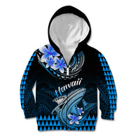 Hawaii Kid Hoodie Polynesian Shark with Kakau Blue Version - Wonder Print Shop