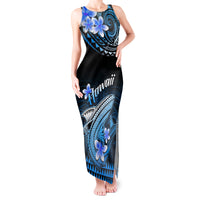 Hawaii Tank Maxi Dress Polynesian Shark with Kakau Blue Version - Wonder Print Shop