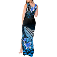 Hawaii Tank Maxi Dress Polynesian Shark with Kakau Blue Version - Wonder Print Shop