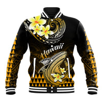 Hawaii Baseball Jacket Polynesian Shark with Kakau Gold Version - Wonder Print Shop