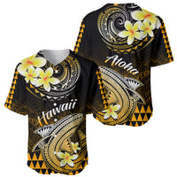 Hawaii Baseball Jersey Polynesian Shark with Kakau Gold Version - Wonder Print Shop