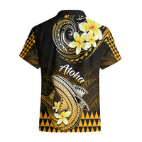 Hawaii Hawaiian Shirt Polynesian Shark with Kakau Gold Version - Wonder Print Shop