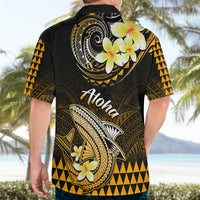 Hawaii Hawaiian Shirt Polynesian Shark with Kakau Gold Version - Wonder Print Shop
