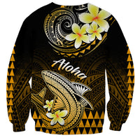 Hawaii Sweatshirt Polynesian Shark with Kakau Gold Version - Wonder Print Shop