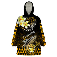 Hawaii Wearable Blanket Hoodie Polynesian Shark with Kakau Gold Version - Wonder Print Shop