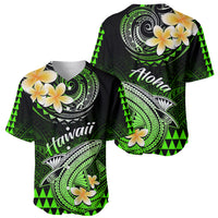 Hawaii Baseball Jersey Polynesian Shark with Kakau Green Version - Wonder Print Shop