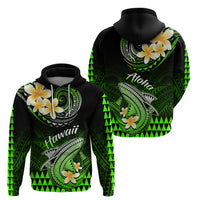 Hawaii Hoodie Polynesian Shark with Kakau Green Version - Wonder Print Shop