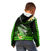 Hawaii Kid Hoodie Polynesian Shark with Kakau Green Version - Wonder Print Shop
