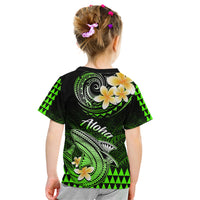 Hawaii Kid T Shirt Polynesian Shark with Kakau Green Version - Wonder Print Shop