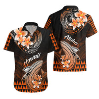 Hawaii Hawaiian Shirt Polynesian Shark with Kakau Orange Version - Wonder Print Shop