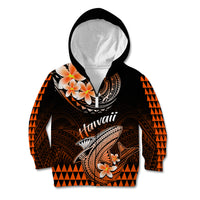 Hawaii Kid Hoodie Polynesian Shark with Kakau Orange Version - Wonder Print Shop