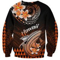 Hawaii Sweatshirt Polynesian Shark with Kakau Orange Version - Wonder Print Shop