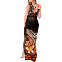 Hawaii Tank Maxi Dress Polynesian Shark with Kakau Orange Version - Wonder Print Shop