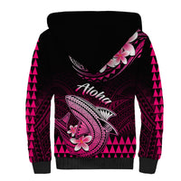 Hawaii Sherpa Hoodie Polynesian Shark with Kakau Pink Version - Wonder Print Shop
